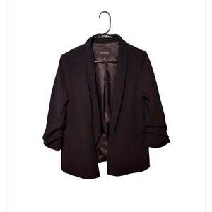 Banana Republic Ruched Sleeve Black Blazer Womens M Open Front Office Old Money